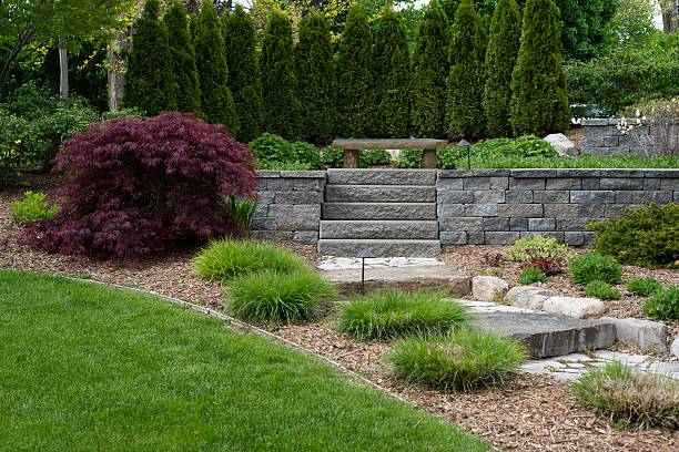 landscaping job with stone